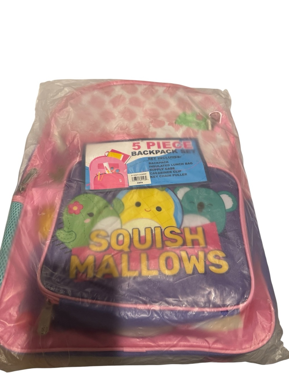 NWT Squishmallows Girls 5 Piece Squishmallows Backpack Set Lunch Box - Picture 8 of 10